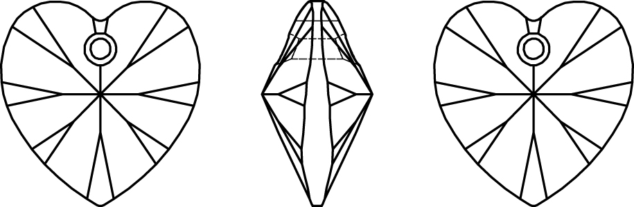 Swarovski Crystal Pendants - 6228 - Xilion Heart Line Drawing